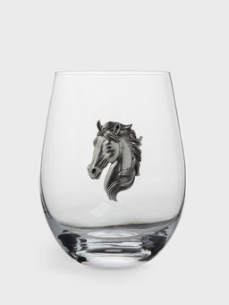 Стакан для виски, 12 см, 500 мл, стекло/металл, серебристый, Голова коня, Horse - Anna lafarg фото 2