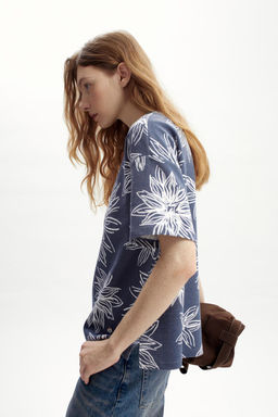 ЕВТ 3317/синий,крупные астры фуфайка жен