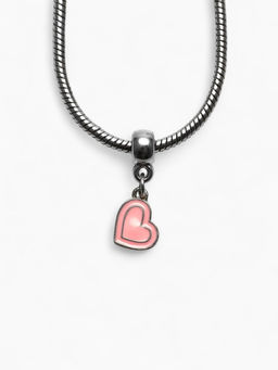 Цена за 5 шт. Шарм подвеска «Сердечко», розовый в серебре