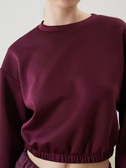 Bisiklet Yaka Crop Kad?n Sweatshirt