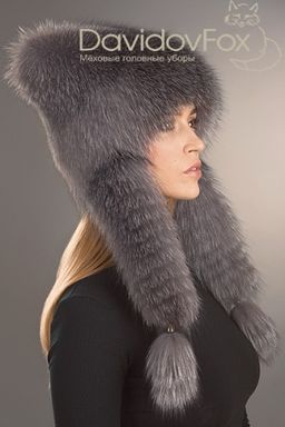 Шапка Киска блюфрост с ушками натурал