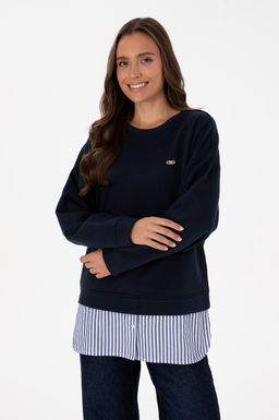 Kad_n Lacivert G_mlek Detayl_ Bisiklet Yaka Sweatshirt - U.s. polo assn фото 3