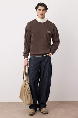 TRENDYOL MAN Antrasit Melanj Oversize/Genis Kesim Uzun Kol Hayvan Nak?sl? Sweatshirt TMNAW24SW00164 - Trendyolmilla фото 23