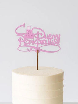 Топпер 5 шт "С Днем Рождения" №15, розовый, фанера (120*47*4 мм)