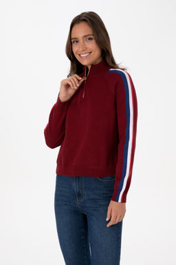 Kad_n Bordo V Yaka Fermuarl_ Kazak