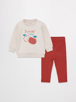 Bisiklet Yaka Uzun Kollu Bask?l? Erkek Bebek Sweatshirt ve E?ofman Alt 2li Tak?m