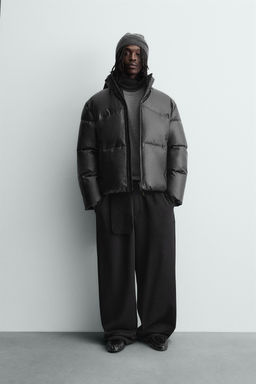 LEATHER EFFECT QUILTED JACKET