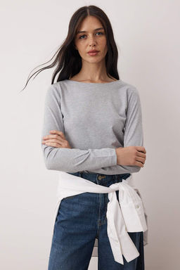 Trendyolmilla Siyah-Ekru Ikili Paket Kay?k Yaka Fitted/Vucuda Oturan Orme Bluz TWOAW25BZ00062  фото 10