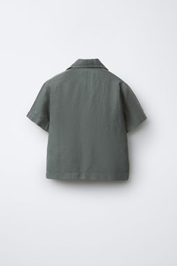 CAMISA BOWLING FLUIDA CON LINO / Marino - Zara фото 2