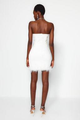 Beyaz Vucuda Oturan Otrisli Parlak Tasl? Dokuma K?sa Abiye Gece Mezuniyet Elbisesi TPRSS23EL00255