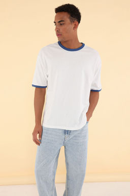 TRENDYOL MAN Unisex Saks Oversize/Genis Kesim Kollar? Seritli %100 Pamuklu T-Shirt TMNSS25TS00099 - Trendyolmilla фото 14