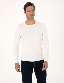 Ekru Slim Fit Bisiklet Yaka Basic Triko Kazak - Pierre cardin фото 3