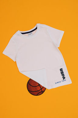 Erkek _ocuk Beyaz Bisiklet Yaka Ti__rt Sepette S_rpriz _ndirim