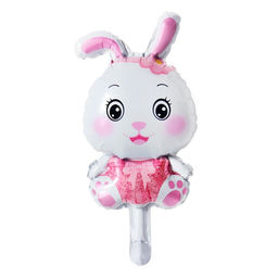 Цена за 5 шт. Шар фольгированный 16 Милый зайка, цвет розовый