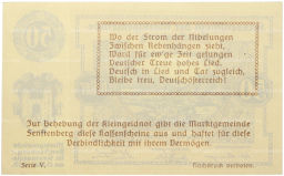 Банкнота 50 геллеров 1920 года Австрия  община Зенфтенберг (Нотгельд)