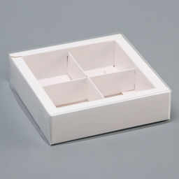 Цена за 2 шт. Коробка для 4 конфет, белая с прозрачной крышкой, 12.5×12.5×3.5 см
