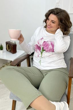 Свитшот Rumoda 2061/1 белый/лаванда  фото 3