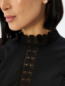 Блузка из хлопка с крыльями и кружевом OD-912-2 черный