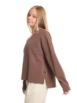 Свитшот для девочки однотонный 22-7699 шоколад - Mini maxi фото 9