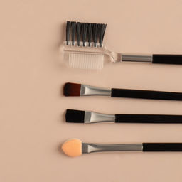 Набор для макияжа, 6 предметов, чёрный, бежевый