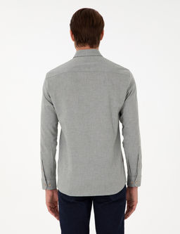 A__k Haki Slim Fit Uzun Kollu G_mlek