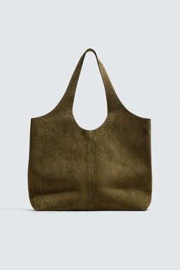BOLSO SHOPPER PIEL / Verde Caqui - Zara фото 4