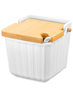 Банка д/сыпучих продуктов 600 мл 12,5*11,5*11 см Ампир с ложкой и откидной бамбук.крышкой - Elan gallery фото 3