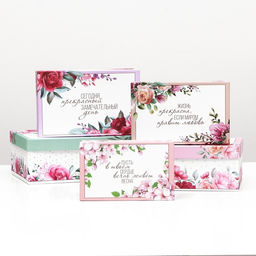 Набор коробок прямоугольных 10 в 1 «Цветочный», 30×19×11 - 12×6.5×4 см