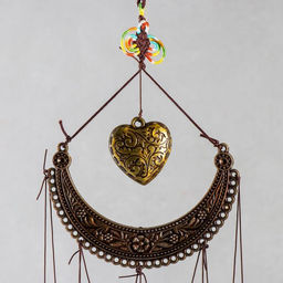 Музыка ветра «Ожерелье и сердце», металл, пластик, 4 трубки, 5 колокольчиков, 54 см