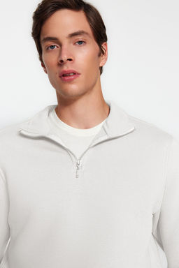 TRENDYOL MAN Lacivert Regular/Normal Kesim Dik Yaka Fermuarl? Pamuklu Basic Ici Polarl? Sweatshirt TMNAW24SW00041 - Trendyolmilla фото 2