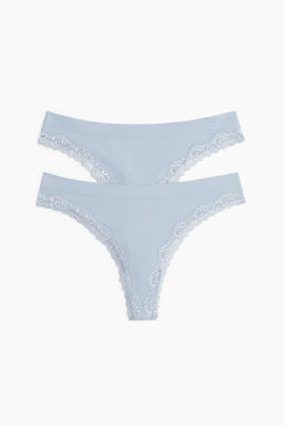 Pack 2 bragas thong con ribete de encaje Seamless