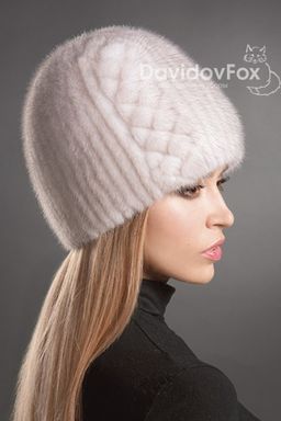 Шапка Сноп норка орнамент меланж
