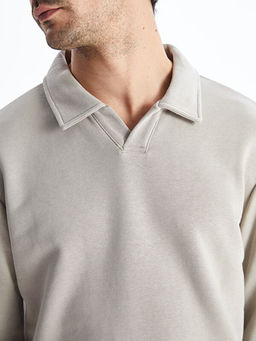 Polo Yaka Uzun Kollu Erkek Sweatshirt