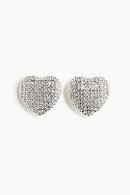 Pendientes de clip en forma de corazon con strass