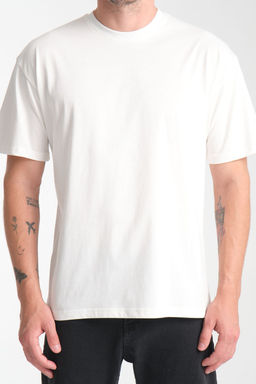 TRENDYOL MAN Beyaz Oversize/Genis Kesim S?rt Nak?sl? %100 Pamuk T-Shirt TMNSS25TS00198 - Trendyolmilla фото 2