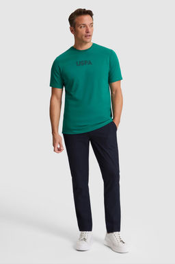 Erkek Koyu Ye_il Regular Fit Bisiklet Yaka Basic Ti__rt