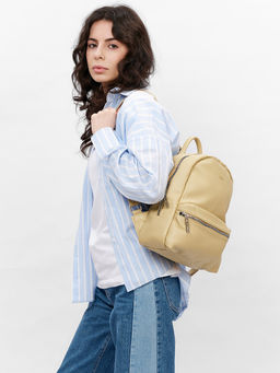 LACCOMA рюкзак Скарлет-Н2005-желто-бежевый эко кожа хлопок  фото 6