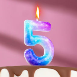 Цена за 3 шт. Свеча в торт на шпажке «Галактика», цифра 5, 5.5 см