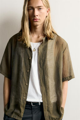 CAMISA FLUIDA JACQUARD / Khaki - Zara фото 5