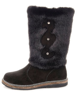 Унты женские на войлочной подошве.Черн., Замша. Черная "норка". Молния