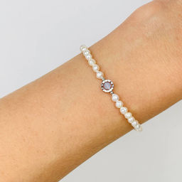 Браслет из Жемчуга и Голубого агата 18 см +