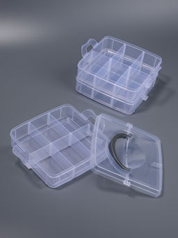 Органайзер для хранения мелочей, 18 ячеек, 15×16×12.5 см, с ручкой, прозрачный