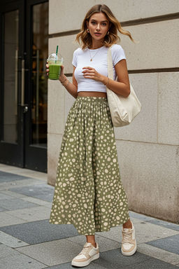 TRENDYOLMILLA Puantiye Desenli A-line/Can Maxi Uzun Boy Dokuma Etek TWOSS25ET00156