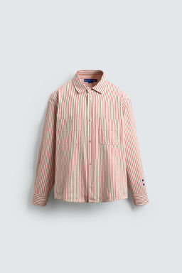 STRIPED SHIRT WITH CHAMPION ® X ZARA PATCHES  фото 7