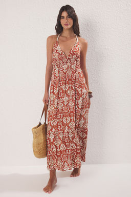 Trendyolmilla Haki Maxi Dokuma Plaj Elbise TBESS25EL00109