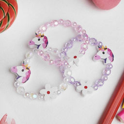 Цена за 3 шт. Браслет детский «Выбражулька» единорог с цветочком, d=5 см МИКС