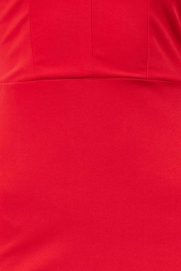 K?rm?z? A-Kesim Balon Kol Dokuma K?sa S?k Abiye Elbise TPRSS24EL00209