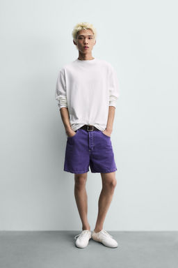 BERMUDA DENIM RELAXED FIT COLOR / Morado