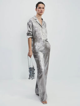 Прямые брюки из блестящей ткани / Zarina