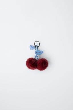 FAUX FUR CHERRY KEY RING
